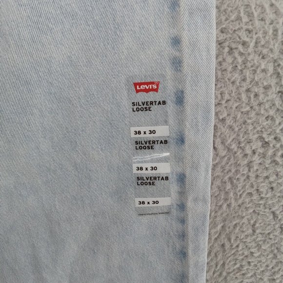 Levis Silvertab Jeans Mens 38x30 Blue Light Wash Distressed Loose Baggy Denim - Picture 3 of 13